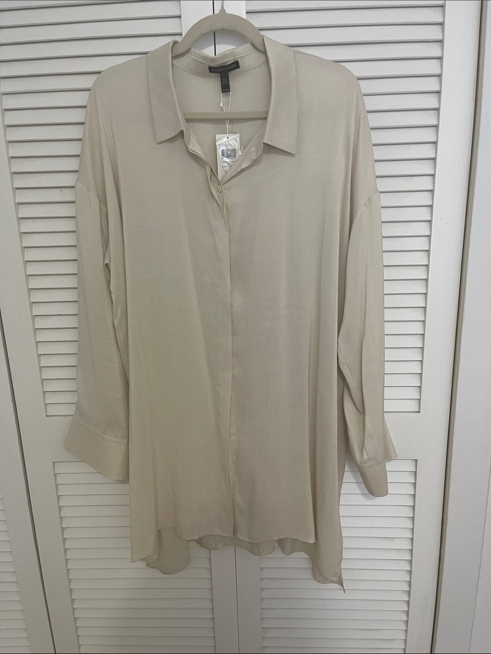 Eileen Fisher Bone Shirt Jacket with Classic Collar